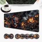 Desk Mat, Mouse Pad with Wrist Rest, 4-in-1 Large Mouse Pads for Desk, Ergonomic Mouse Pad and Keyboard Wrist Rest Gaming Keyboard Mat for Office,Fire Skull American Flag by EFGWSDER