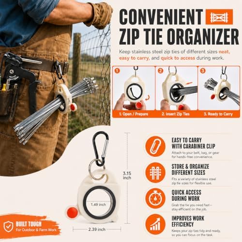 450Pcs Metal Zip Ties Gun Kit, Silver 8/12/16in & Black 8/12in Stainless Steel Zip Ties, Heavy Duty Cable Tie Fastening Cutting Tool Set with Organizer, Gloves, Storage Bag for Fence, Exhaust Wrap - Image 7