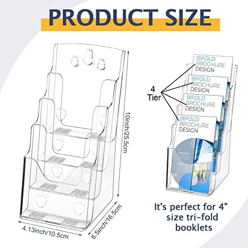 Crtiin 2 Pack 4 Tier Acrylic Brochure Holder 4 X 9 Inch, Clear Display - Image 3