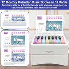 Piano Calendar 2027 Desk Calendar, Magical Music Themed Singer Kpop Playable Piano Desk Calendar 2027, Demon Mini Piano With 12 Music Scores in 13 Cards Gifts for Hunters Fans Home Decor - White - Image 3