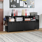 MIIIKO File Cabinet with Storage 2 Drawers, Rolling File Cabinet for Home Office, Metal Black 2 Drawers Storage with Shelf, for Printer, Letter A4 File Organizer - Image 2