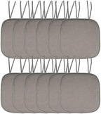 Sweet Home Collection Chair Cushion Memory Foam Pads with Ties Honeycomb Pattern Slip Non Skid Rubber Back Rounded Square 16" x 16" Seat Cover, 12 Pack, Silver 12 Pack by SweetHomeCollection