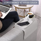HMASYO Couch Cup Holder Tray – Weighted Silicone Sofa Armrest Organizer Table with Anti-Spill Coaster, Easy Reach for Drink, Snacks, Remote & Phone, Non-Slip Base, Easy Clean - Image 3