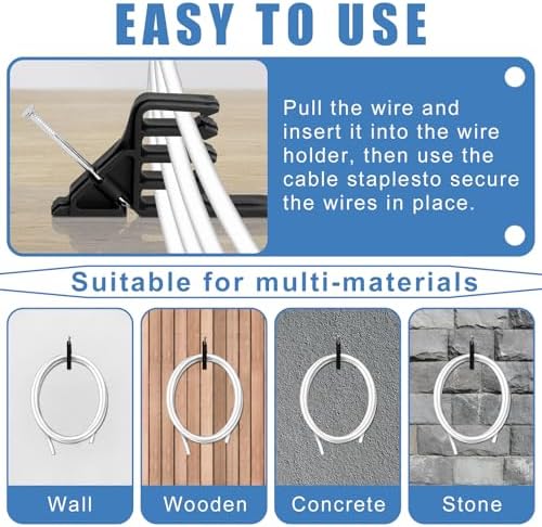 Cable Stackers 200 Pack, Multi-Cable Electrical Wire Clips with Steel Nails - Image 6