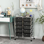 Giantex 10 Drawers Rolling Cart, Classroom Organizers, Storage Cart with Wheels, for Teacher Office Home School Supplies Tool Craft Art Paper, Black - Image 4