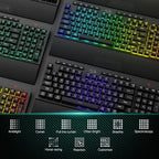 Redragon K515 PRO Shiva RGB Wireless Membrane Gaming Keyboard, 98 Keys Mechanical-Feel Keyboard w/Smooth Linear Switch, On-Board Macro & Multimedia Keys, Detachable Wrist Rest, Software Supported - Image 6