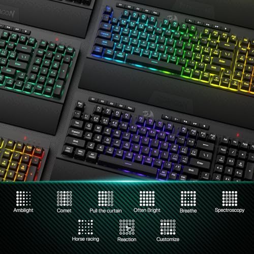 Redragon K515 PRO Shiva RGB Wireless Membrane Gaming Keyboard, 98 Keys Mechanical-Feel Keyboard w/Smooth Linear Switch, On-Board Macro & Multimedia Keys, Detachable Wrist Rest, Software Supported - Image 6