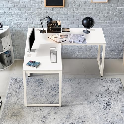 SHW 55 x 60 Commercial-Grade L-Shape Corner Office Computer Desk, White - Image 2