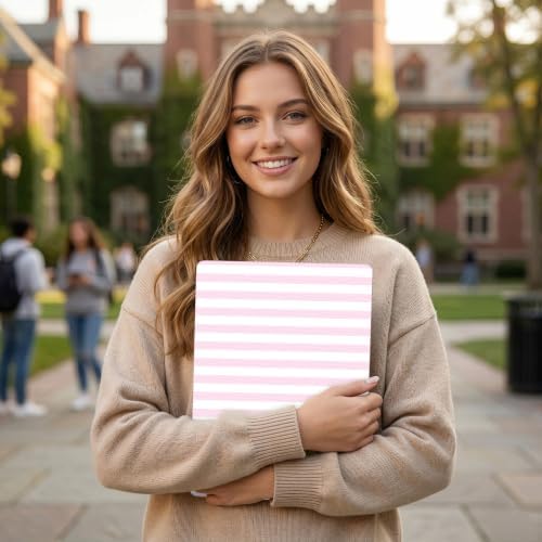 DONGKE Case for MacBook Air 13 Inch (2021-2018 Models A2337 M1/A2179/A1932), Pink & White Stripes Hard Shell Case with Keyboard Protector, Compatible with Retina Display and Touch ID - Image 4