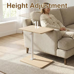YUHFERA Sofa Armrest Tray Table for Couch - 360 Swivel Height Adjustable End Table for Small Spaces, Snack Side Table for Bed or Chair with Phone & Tablet Slot (Oak, Enlarged) - Image 6