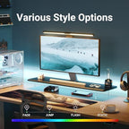 AFOOYO Monitor Stand Riser,31.5-Inch LED Light Wood Computer Monitor Stand with Adjustable Acrylic Legs,Desk Accessories Desktop Organizer Stand for, Computer,Laptop,Printer,PC TV Screen Riser,Black - Image 3