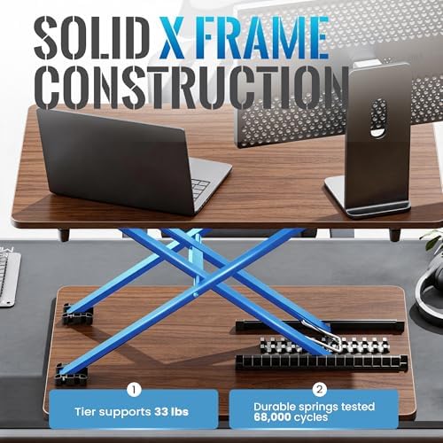 Standing Desk Converter, 25.16" x 15.75", Natural Wood - Image 7