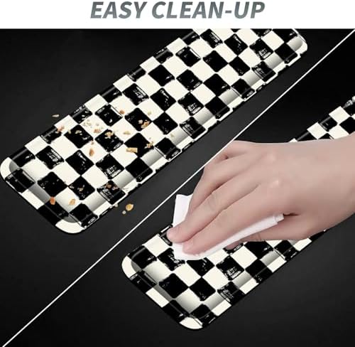 3Pcs Mouse Pad Set, Black White Checkerboard Large Gaming Mouse Pad with Stitched Edge, Ergonomic Memory Foam Keyboard Wrist Support and Mouse Wrist Rest Cushion, Pain Relief Non-Slip Desk Pad Combo - Image 6