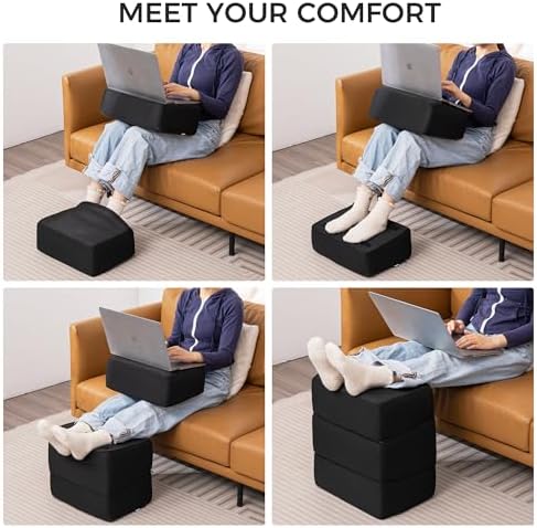 Ganondorf 3PCS Foot Rest for Under Desk at Work Adjustable Foot Rest Under Desk Ergonomic Foot Stools for Under Office Desk Large Leg Pillow for Underdesk Footrest with Warm Sherpa Topper, Mesh Black - Image 2
