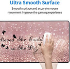 Large Gaming Mouse Pad, Keyboard Wrist Rest pad + Mouse Wrist pad + Coaster Set Extended Waterproof Non-Slip Table mat Suitable for Home Office Learning Games - She Believed She Could So She Did - Image 3