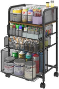 4-Tier Rolling Utility Cart with 3 Drawers-Craft Organizers and Storage with 360° Lockable Wheels,Art Supply Storage Organizer for Art Supplies, Store for Brushes & Paints & Artifacts Patent Pending by FollowWithYociyogaTogether