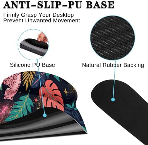 Arttown Keyboard Mouse Pad Set, 4 in 1 Desk Mat Set Leopard Tropical - Image 5