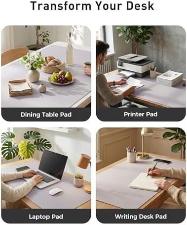 Aothia Faux Leather Desk Mat - Large Mouse Pad, Non-Slip PU Leather Blotter, Waterproof Writing Surface for Office and Home (Smoky Lavender, 63" x 17") - Image 6