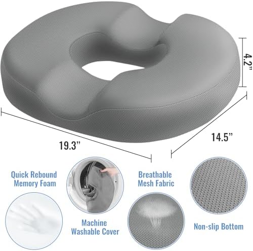 CloudBliss Donut Pillow Stadium Seat Cushion for Tailbone Pain Relief and Hemorrhoids, Memory Foam Seat Chair Cushion, Portable Seat Cushions for Bleachers, Car, Home & Office - Image 2