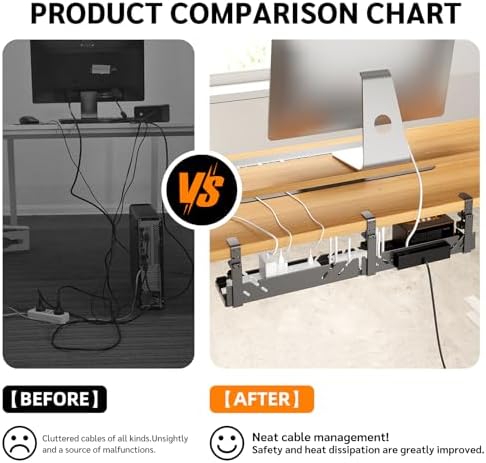 Extended Metal Under Desk Cable Management Tray with Power Outlet - Image 6