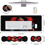 4 in 1 Ergonomic Keyboard Wrist Rest & Mouse Pad Wrist Rest Set, Large XXL Gaming Desk Mat 31.5"x 11.8" with Non-Slip Base, Memory Foam for Home Office Study Gaming, Red Dragon - Image 2
