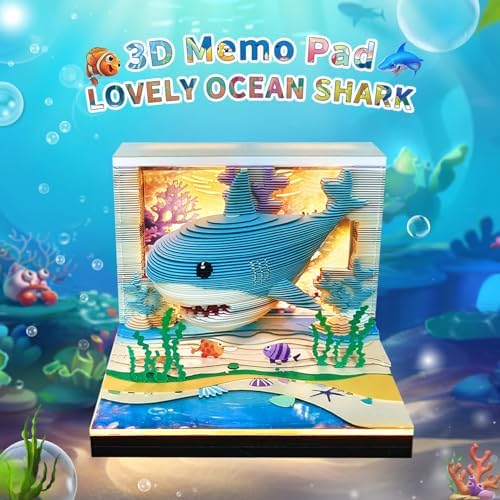 3D Shark Calendar 2027 Time Piece Memo Pad with LED Light - Image 2