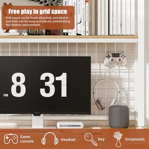 HUATOL Desktop Bookshelf for Computer Desk, 2-Tier Multipurpose Wood Countertop Bookshelf, Multipurpose Freestanding Storage Rack Display Shelf for Office, Home Decor, White - Image 4