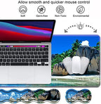 Ergonomic Keyboard Wrist Rest & Mouse Pad Wrist Rest Set, Large XXL Gaming Desk Mat 31.5"x 11.8",Non-Slip Base, Memory Foam,Easy Typing Pain Relief for Office & Home, Beaches Scene France Seychelles - Image 3