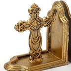 Antique Cast Iron Catholic Cross Book Ends, Decorative Bookends - Image 2