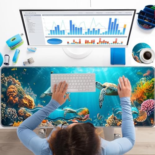 Keyboard Wrist Rest+Mouse Wrist Pad+Desk Pad Set,Memory Foam Ergonomic Easy Typing Pain Relief for Computer Laptop Office Home - Cute Turtle - Image 2