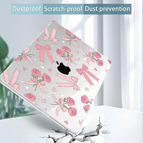 Tuiklol for 2026 2025 2024 2023 MacBook Air 15 inch Case Model M5 A3448 M4 A3241 M3 A3114 M2 A2941 Hard Shell Case for MacBook 15.3'' Cover, Bow & Rose - Image 5