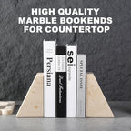 Karibiber Marble Bookends for Heavy Books, Decorative Book Ends for Shelves, Beige Stone Durable and Heavy-Duty Book Ends for Hardback Books & CDS, Unique Book Stopper & Holder, Set of 2 - Image 2