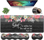 Ergonomic Keyboard Wrist Rest & Mouse Pad Wrist Rest Set,Large XXL Gaming Desk Mat 31.5"x 11.8",Non-Slip Base, Memory Foam,Easy Typing Pain Relief for Office & Home,Floral Quote Bible Verse Psalm 46:5 by Unknown