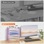 SUBEKYU 9 Tier Paper Letter Tray Desk Organizer with Handles - Purple Metal Mesh File Holder Paper Sorter Desk Organizer for Office Home School, Include 6 Pcs Adjustable Slid Tray, 6 Colors Available - Image 7