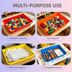 6 Pack Turn in Bins, A4 Letter Size Flat Storage Trays, (Rainbow, with Lid) - Image 6