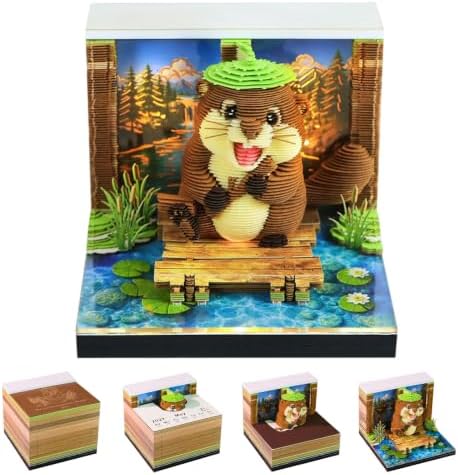 3D Calendar 2027,Time Piece Calendar 2027,Cute Beaver Carpenter 3D Art Notepad Calendars,3D Memo Pad,Tear Away Calendars,Christmas Gift,New Year Gift (Beaver Carpenter) by WelcomeHOTOYMDS%EF%BC%81