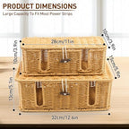 Cable Management Box - 2 Pack Cord Hider Organizer Boxs - Small & Medium Szie Power Cover Cord Box, Handwoven Rattan Cable Organizer for TV Computer USB Hub Power Strips & Cords - Image 2
