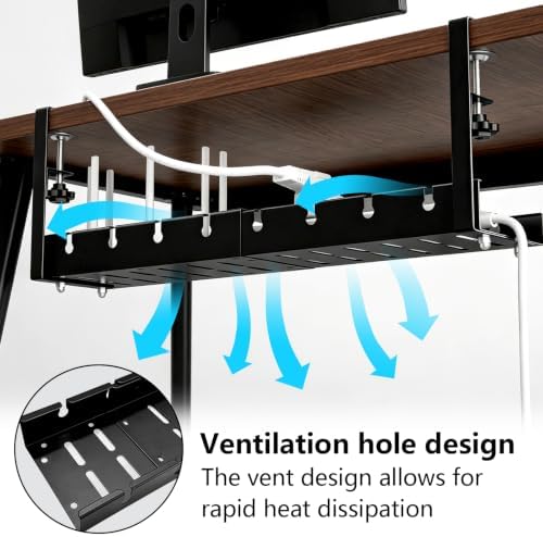 Desk Cable Tray,Clamp Screw Wire Hider,15.7-25.6 Office Organizer - Image 4