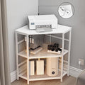 VEDECASA Corner Printer Stand Table with Power Outlet Charging Plugs USB Port Adjustable Storage Shelf Computer Tower CPU Stand Holder for Home Office (White) by VEDECASA