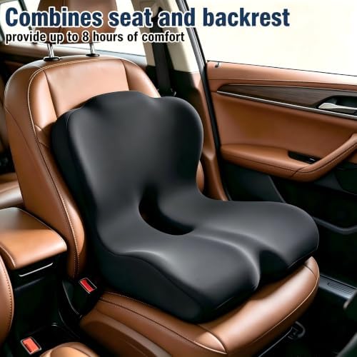 Seat Cushion for Office Chair and Car – L-Shaped Ergonomic Seat Cushions for Stability & Anti-Slip, Orthopedic Cushion for Sciatica, Back & Tailbone Pain Relief, Black - Image 4