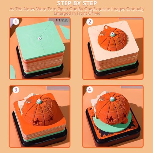 3D Calendar 2027, Time Piece Calendar 2027,3D Tear Off Paper Sculpture,Halloween Pumpkin House Tearable Notepad,3D Office Decoration,Desktop Decoration,3D Art Memo Pad 2027,Gift(Halloween Pumpkin House) - Image 5