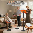 2-in-1 Floor Standing Book Stand, Foldable Book Holder for Reading with Page Clips, 19"–51" Height Adjustable, Sturdy Podium Stand for Reading, Bible, Laptop, Cookbooks, or Projector，Black - Image 3