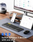 Foldable Keyboard and Mouse, Samsers Folding Bluetooth Keyboard Combo, 2.4G + BT5.0 x 2, Full-Size Portable Travel Keyboard & Rechargeable Wireless Mouse for Windows Android iOS Mac OS, Gray Black - Image 2