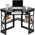VECELO Corner Computer Desk 41 x 30 inches with Smooth Keyboard & Storage Shelves for Home Office Workstation, Black by VECELO