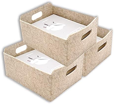Welaxy Storage Basket Beige Foldable Shelf Drawer Organizer Bin Oatmeal by Welaxy