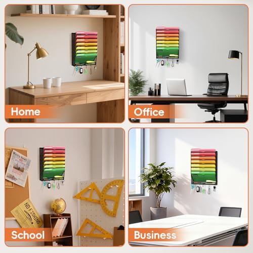 2Pack 8-Tier Wall File Organizer with Hook, Hanging File Organizer Black - Image 6