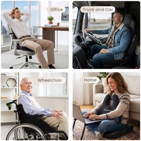 Seat Cushion Lumbar Support Pillow for Office Chair, Car Seat, Desk Chair, Ergonomic Memory Foam Seat Cushion, Office Chair Cushions for Back and Butt, Tailbone & Sciatica Pain Relief Cushion - Image 7