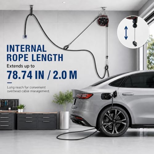 EV Charging Cable Organizer, Retractable Cable Reel Wall Mount - Image 2