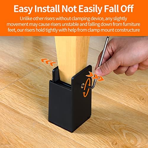Furniture Risers 4 Inch with Adjustable Screw Clamp,4 Pack Beige - Image 5