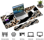 Keyboard Mouse Pad Set, Extended Gaming Mouse Pad+Ergonomics Keyboard Wrist Rest Support, Memory Foam, Easy Typing Pain Relief, 4Pcs XL Ultra Thick Desk Mat,Cute Leopard Pattern - Image 3